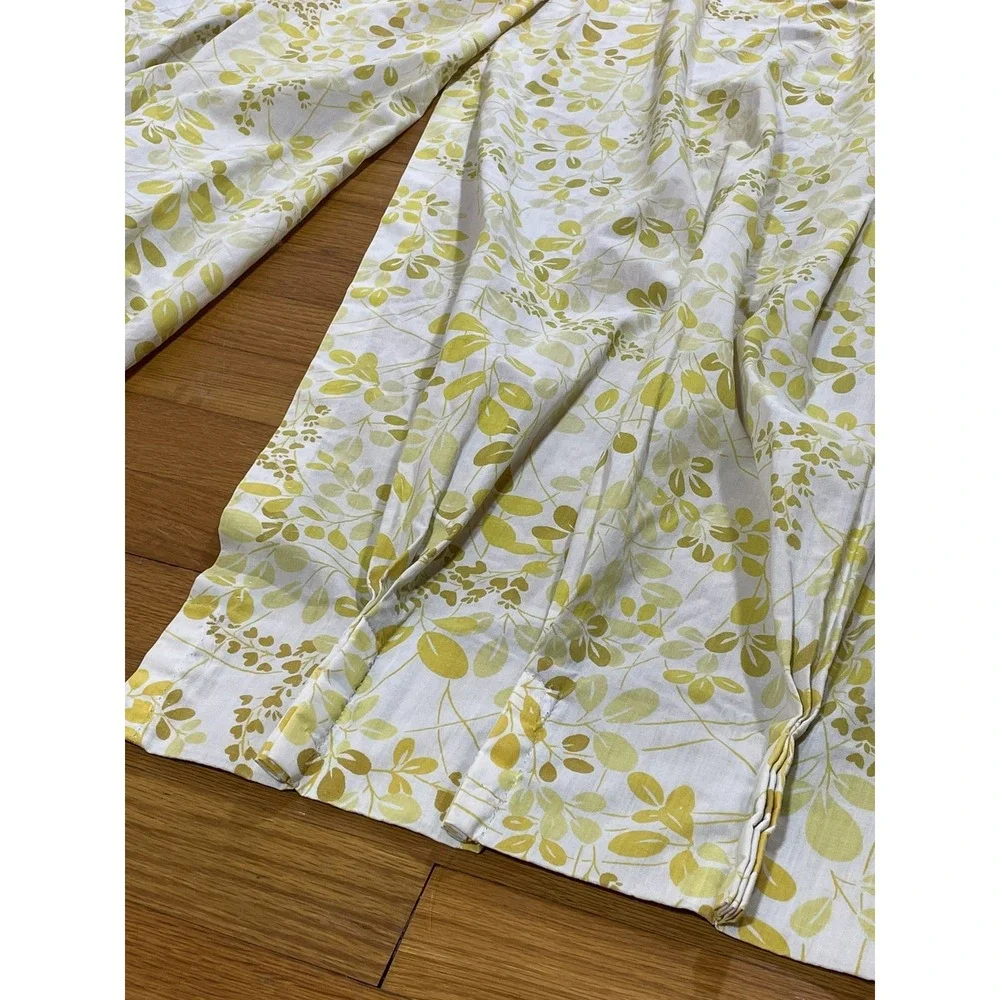 Vintage Floral Pinch Pleat Drape Panels Cotton Polyester MCM‎ Green Yellow 62